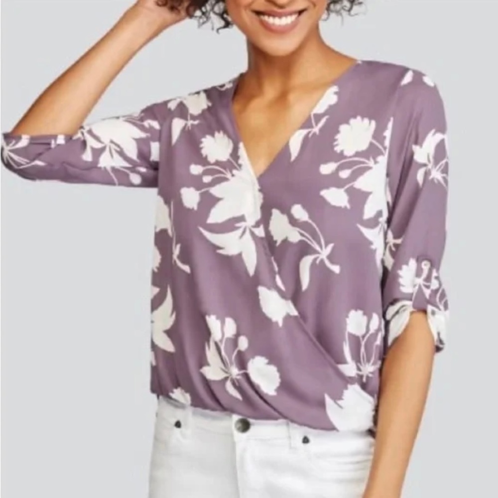 Wrap Blouse in Lavender Floral